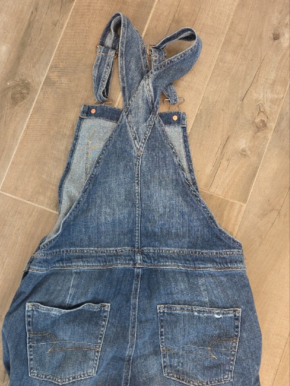 American Eagle Outfitters Distressed Blue Denim Overalls - Picture 3 of 4